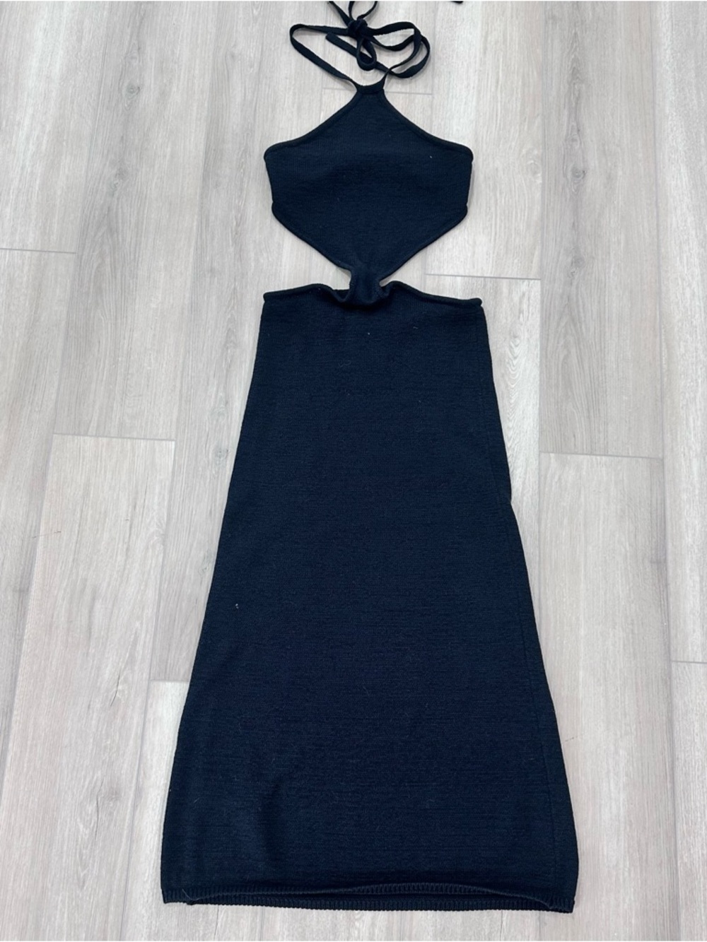 Cult Gaia knit cutout halter long dress sleeveless black small